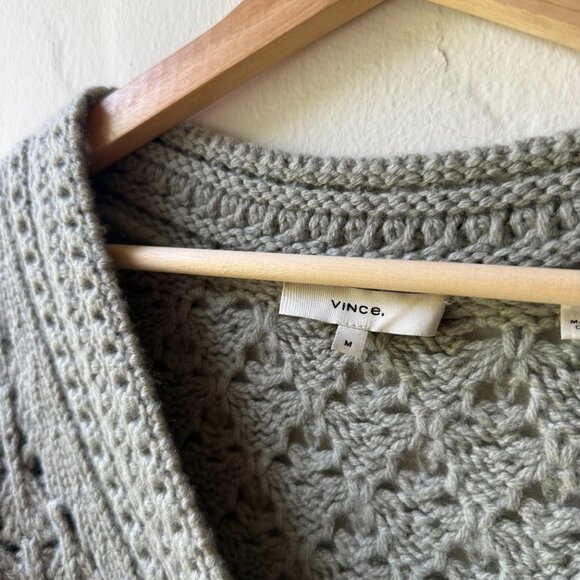 Vince Crochet Cardigan, Green, Medium - Picture 3 of 8